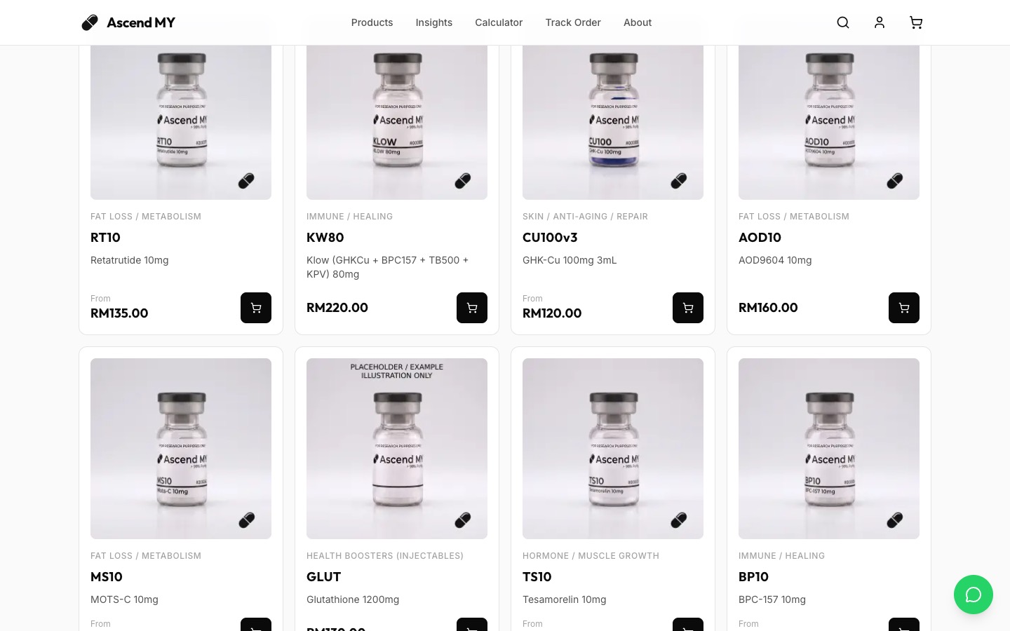 Ascend Peptides, desktop, section 3.