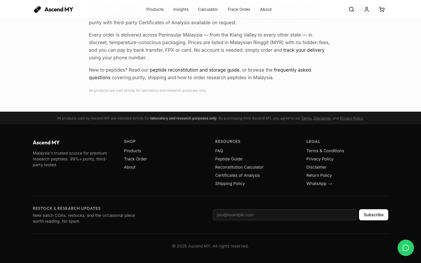 Ascend Peptides, desktop, section 4.